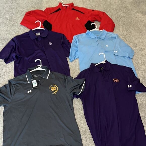Lot of 4 Under Armour Notre dame fighting Irish Country Club golf polo Shirts LG - Picture 1 of 5